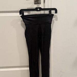 SPANX Black High-Waist Faux Leather Leggings